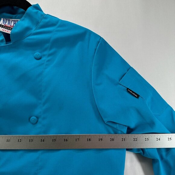 NEW CHEF Shirt Womens Sz M Double Breasted Long Sleeve Kitchen Uniform Blue - Picture 8 of 11